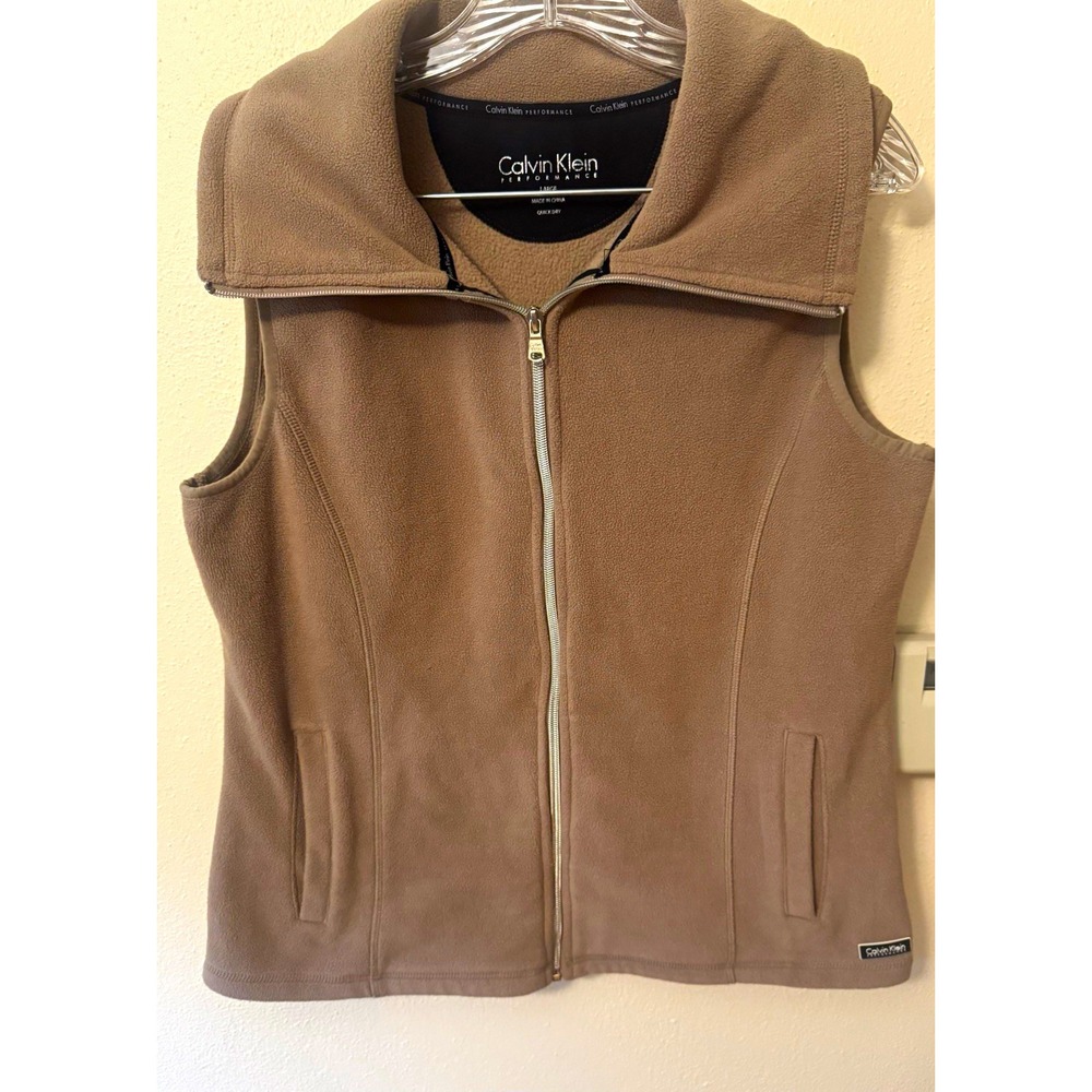 Calvin Klein Performance Women's Brown Full Zip Vest w/ Pockets Size L